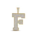 10kt Yellow Gold Men's Round Diamond F Initial Letter Charm Pendant - 1-3/4 Cttw product  Top View from Splendid Jewellery