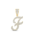 10kt Yellow Gold Men's Diamond F Initial Letter Pendant - 7/8 Cttw - Splendid Jewellery product  Top View from Splendid Jewellery