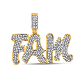 10kt Yellow Gold Men's Round Diamond Family Charm Pendant - 1 Cttw | Splendid Jewellery product  Top View from Splendid Jewellery