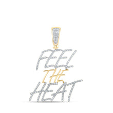 Load image into Gallery viewer, 10kt Yellow Gold Men&#39;s Round Diamond Feel The Heat Charm Pendant 1/2 Cttw | Dazzling Fire Pendant product  Top View from Splendid Jewellery