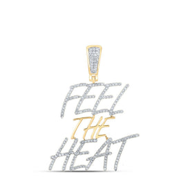 10kt Yellow Gold Men's Round Diamond Feel The Heat Charm Pendant 1/2 Cttw | Dazzling Fire Pendant product  Top View from Splendid Jewellery