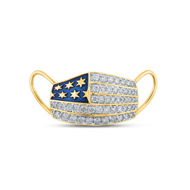 10kt Yellow Gold Men's Round Diamond Flag Mask Charm Pendant 5/8 Cttw - A Dazzling Statement of Style product  Top View from Splendid Jewellery