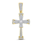 10kt Yellow Gold Men's Diamond Flared Cross Crucifix Pendant - 1/2 Cttw product  Top View from Splendid Jewellery