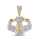 10kt Yellow Gold Men's Round Diamond Flex Money Bag Charm Pendant - 1-1/3 Cttw | Splendid Jewellery product  Top View from Splendid Jewellery