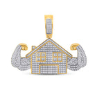 10kt Yellow Gold Men's Round Diamond Flex Trap House Charm Pendant - 1-1/2 Cttw | Splendid Jewellery product  Top View from Splendid Jewellery