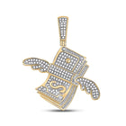 10kt Yellow Gold Men's Round Diamond Flying Dollar Money Charm Pendant 1/2 Cttw - Luxurious Wealth Pendant product  Top View from Splendid Jewellery