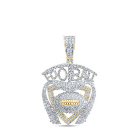 10kt Yellow Gold Men's Round Diamond Football Charm Pendant - 3-7/8 Cttw | Splendid Jewellery product  Top View from Splendid Jewellery
