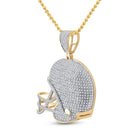 10kt Yellow Gold Men's Diamond Football Helmet Charm Pendant - 3/4 Ct.t.w. product Side View from Splendid Jewellery
