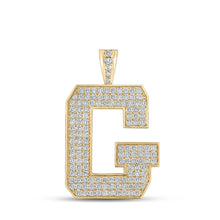 Load image into Gallery viewer, 10kt Yellow Gold Men's Round Diamond G Initial Letter Charm Pendant - 2-1/3 Cttw product  Top View from Splendid Jewellery