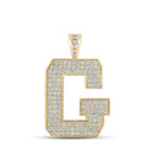 10kt Yellow Gold Men's Round Diamond G Initial Letter Charm Pendant - 2-1/3 Cttw product  Top View from Splendid Jewellery