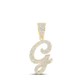 10kt Yellow Gold Men's Diamond G Initial Pendant - 7/8 Cttw | Splendid Jewellery product  Top View from Splendid Jewellery