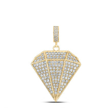 Load image into Gallery viewer, 10kt Yellow Gold Men's Round Diamond Gem Shape Charm Pendant - Captivating Brilliance product  Top View from Splendid Jewellery