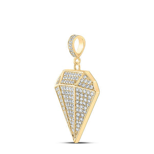 Men's Diamond Charm Pendant | 10kt Yellow Gold Mens Round Diamond Gem Shape Charm Pendant 4-1/4 Cttw | Splendid Jewellery GND