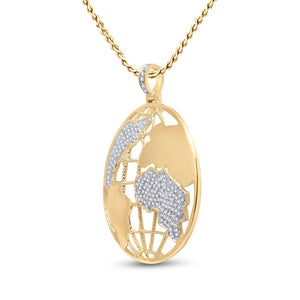 Men's Diamond Charm Pendant | 10kt Yellow Gold Mens Round Diamond Globe World Charm Pendant 5/8 Cttw | Splendid Jewellery GND