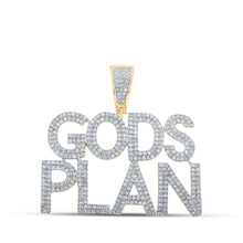 Load image into Gallery viewer, 10kt Yellow Gold Men's Round Diamond "God's Plan" Charm Pendant - 1 Cttw product  Top View from Splendid Jewellery