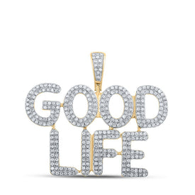 10kt Yellow Gold Men's Round Diamond Good Life Charm Pendant - 1 Cttw product  Top View from Splendid Jewellery