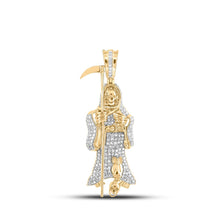 Load image into Gallery viewer, 10kt Yellow Gold Men&#39;s Diamond Grim Reaper Charm Pendant - 3/4 Cttw | Splendid Jewellery product  Top View from Splendid Jewellery