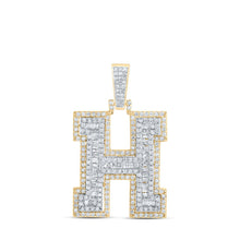 Load image into Gallery viewer, 10kt Yellow Gold Men&#39;s Diamond H Initial Letter Charm Pendant - 1 Cttw product  Top View from Splendid Jewellery