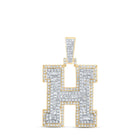 10kt Yellow Gold Men's Diamond H Initial Letter Charm Pendant - 1 Cttw product  Top View from Splendid Jewellery