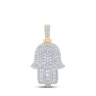 10kt Yellow Gold Men's Round Diamond Hamsa Charm Pendant - 1 Cttw | Splendid Jewellery product  Top View from Splendid Jewellery