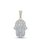 10kt Yellow Gold Men's Round Diamond Hamsa Charm Pendant - Exquisite Brilliance product  Top View from Splendid Jewellery