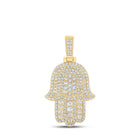10kt Yellow Gold Men's Round Diamond Hamsa Charm Pendant - 2 Cttw | Exquisite Jewellery product  Top View from Splendid Jewellery