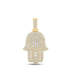10kt Yellow Gold Men's Round Diamond Hamsa Charm Pendant - 2 Cttw | Splendid Jewellery product  Top View from Splendid Jewellery