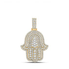 10kt Yellow Gold Men's Round Diamond Hamsa Charm Pendant - A Stunning Statement of Style and Spirituality product  Top View from Splendid Jewellery