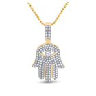 10kt Yellow Gold Men's Round Diamond Hamsa Hand Charm Pendant - 1 Cttw | Splendid Jewellery product  Top View from Splendid Jewellery