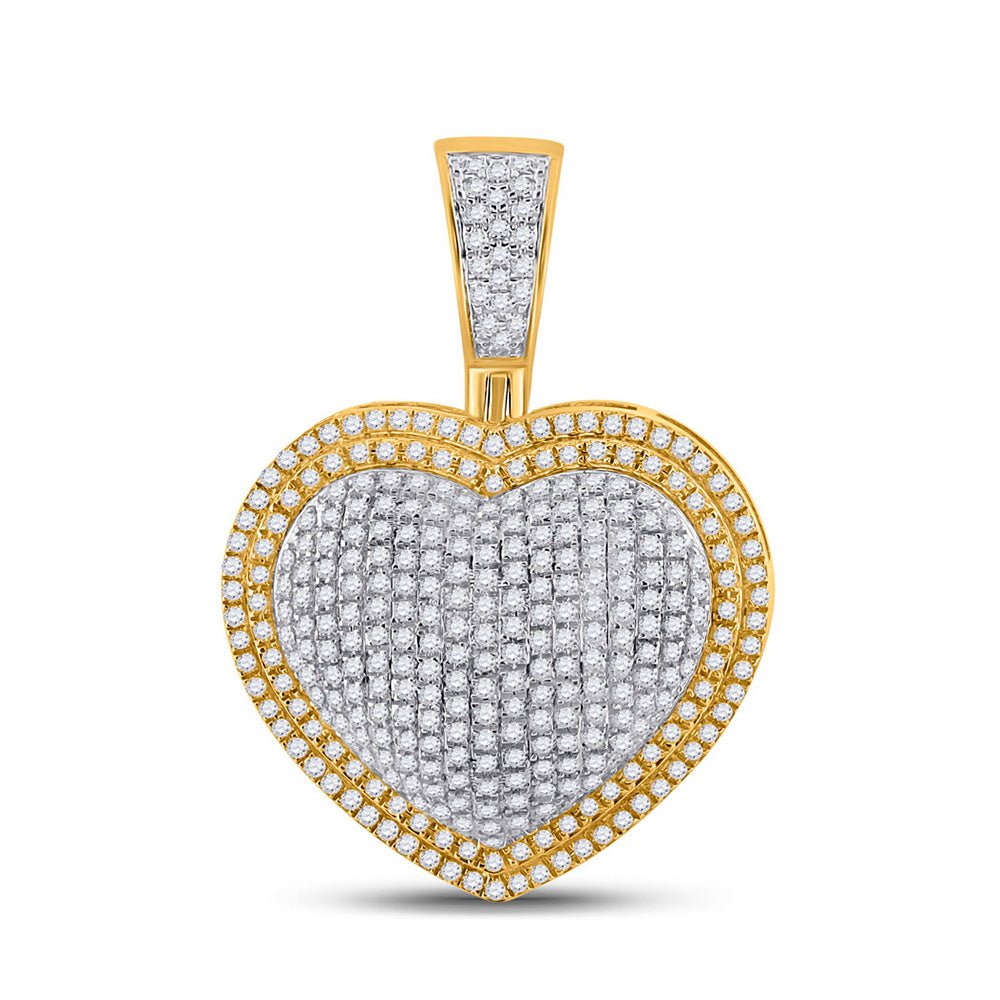 Men's Diamond Charm Pendant | 10kt Yellow Gold Mens Round Diamond Heart Charm Pendant 1 Cttw | Splendid Jewellery GND