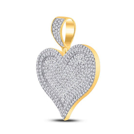 10kt Yellow Gold Men's Heart Diamond Charm Pendant - 1 Cttw product  Top View from Splendid Jewellery