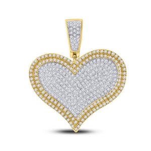 Men's Diamond Charm Pendant | 10kt Yellow Gold Mens Round Diamond Heart Charm Pendant 1 Cttw | Splendid Jewellery GND