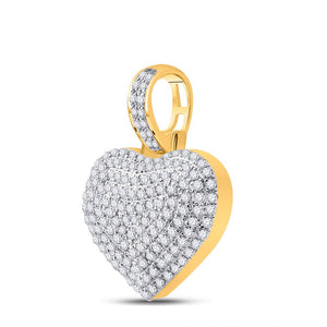 Men's Diamond Charm Pendant | 10kt Yellow Gold Mens Round Diamond Heart Charm Pendant 1/2 Cttw | Splendid Jewellery GND