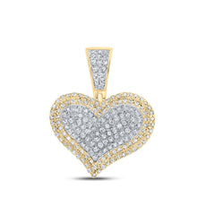 Load image into Gallery viewer, 10kt Yellow Gold Men&#39;s Heart Diamond Charm Pendant - 1/2 Cttw product  Top View from Splendid Jewellery