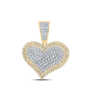 Men's Diamond Charm Pendant | 10kt Yellow Gold Mens Round Diamond Heart Charm Pendant 1/2 Cttw | Splendid Jewellery GND