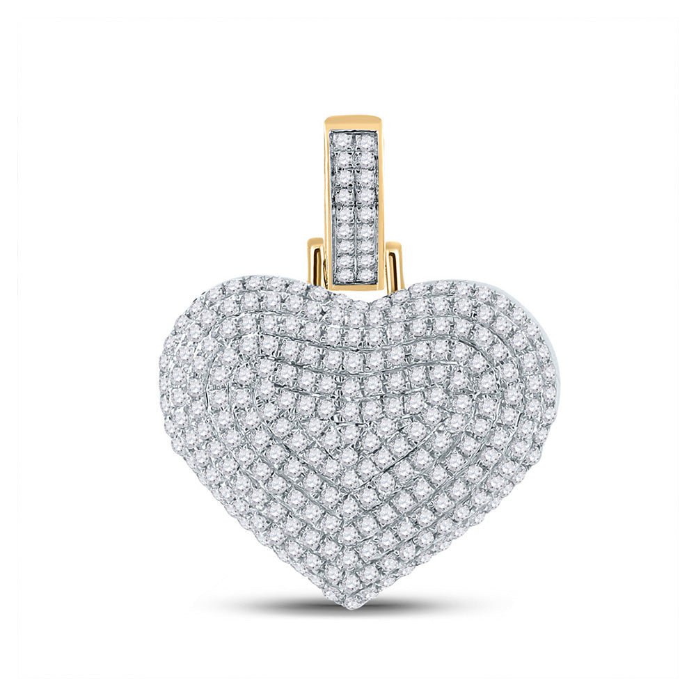 Men's Diamond Charm Pendant | 10kt Yellow Gold Mens Round Diamond Heart Charm Pendant 3/4 Cttw | Splendid Jewellery GND