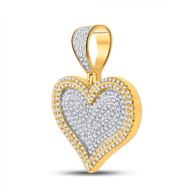 10kt Yellow Gold Men's Heart Diamond Charm Pendant - 3/4 Cttw product Side View from Splendid Jewellery