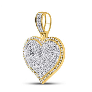 Men's Diamond Charm Pendant | 10kt Yellow Gold Mens Round Diamond Heart Charm Pendant 3/4 Cttw | Splendid Jewellery GND