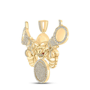 Men's Diamond Charm Pendant | 10kt Yellow Gold Mens Round Diamond Hold Up Charm Pendant 3-1/4 Cttw | Splendid Jewellery GND