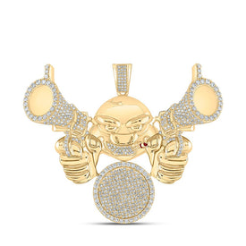 10kt Yellow Gold Men's Round Diamond Hold Up Charm Pendant - Captivating Brilliance product  Top View from Splendid Jewellery