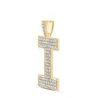 10kt Yellow Gold Men's Round Diamond I Initial Letter Charm Pendant - 1-5/8 Cttw product Side View from Splendid Jewellery