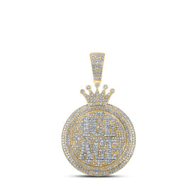 10kt Yellow Gold Men's Diamond Crown Charm Pendant - 4-3/8 Cttw product  Top View from Splendid Jewellery