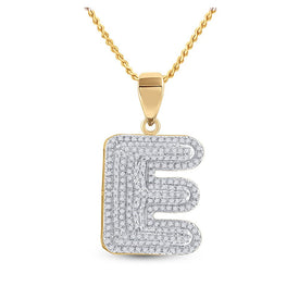 10kt Yellow Gold Men's Initial E Diamond Charm Pendant - 5/8 Ct.t.w. product  Top View from Splendid Jewellery