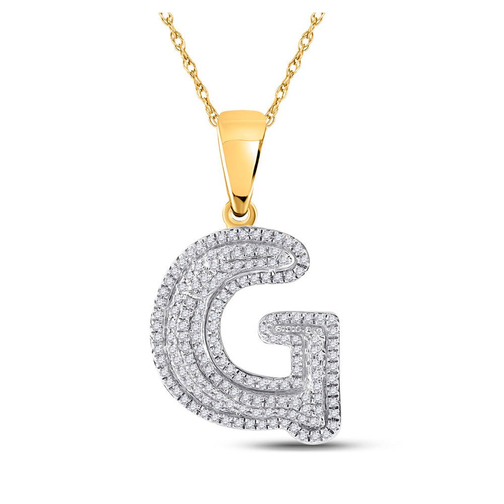 Men's Diamond Charm Pendant | 10kt Yellow Gold Mens Round Diamond Initial G Letter Charm Pendant 1/2 Cttw | Splendid Jewellery GND