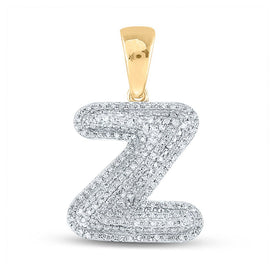 10kt Yellow Gold Men's Round Diamond Initial Z Letter Charm Pendant - 5/8 Cttw product  Top View from Splendid Jewellery