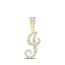 Load image into Gallery viewer, 10kt Yellow Gold Men&#39;s Round Diamond J Initial Letter Pendant 3/4 Cttw - A Dazzling Statement of Individuality product  Top View from Splendid Jewellery