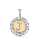 10kt Yellow Gold Men's Round Diamond J Letter Charm Pendant - 1-1/4 Cttw product  Top View from Splendid Jewellery