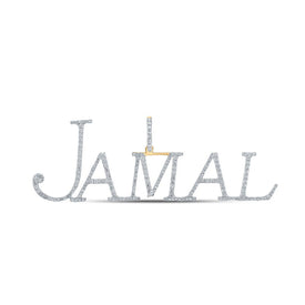 10kt Yellow Gold Men's Round Diamond JAMAL Name Charm Pendant - 1-1/5 Cttw | Splendid Jewellery product  Top View from Splendid Jewellery