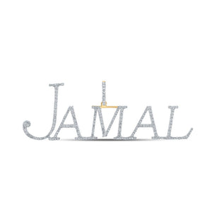 Men's Diamond Charm Pendant | 10kt Yellow Gold Mens Round Diamond JAMAL Name Charm Pendant 1-1/5 Cttw | Splendid Jewellery GND