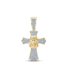 Load image into Gallery viewer, 10kt Yellow Gold Men&#39;s Diamond Jesus Cross Charm Pendant - 1/2 Cttw product  Top View from Splendid Jewellery